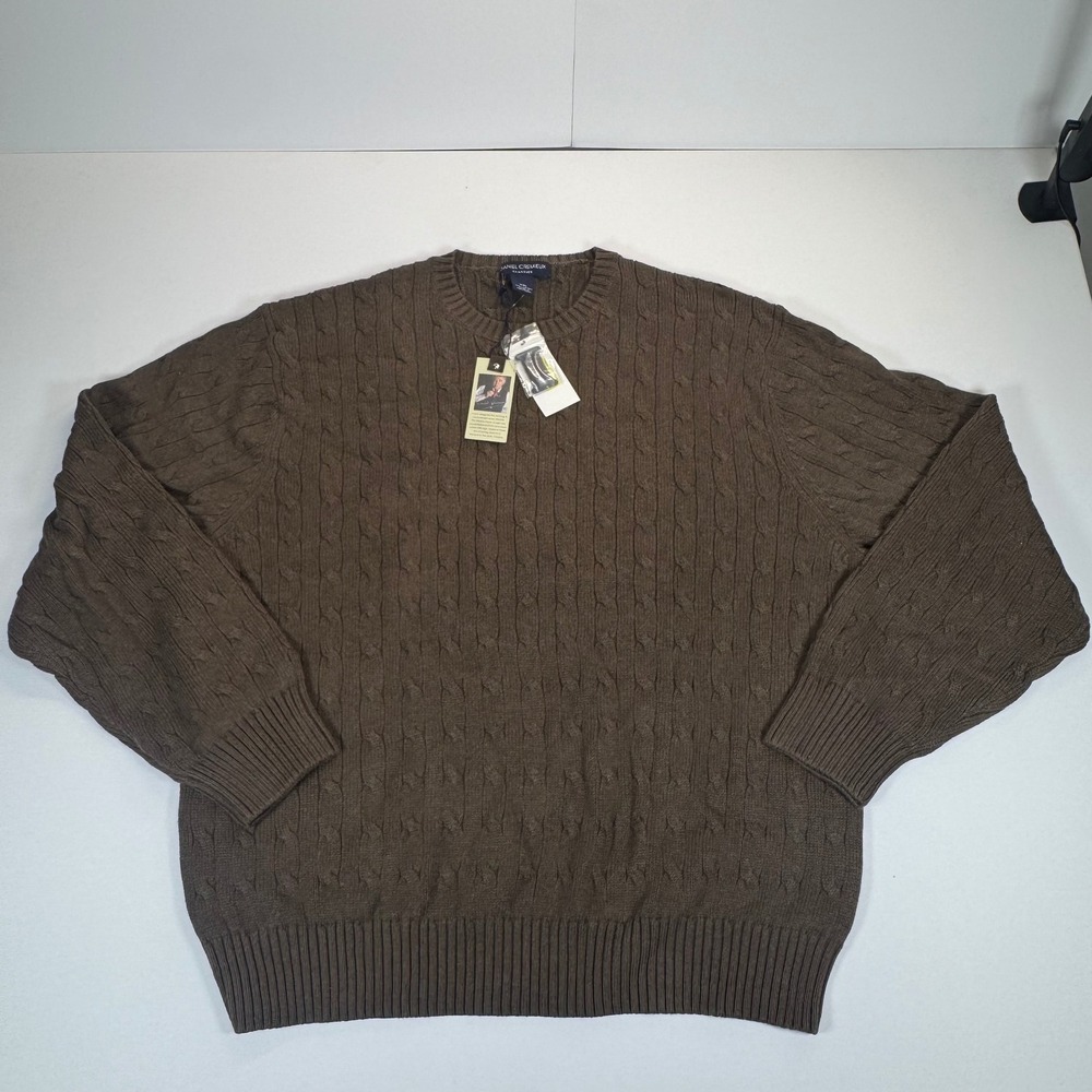 Daniel Cremieux Classics Brown Cable Knit Sweater Mens XXL Cotton Pullover NWT